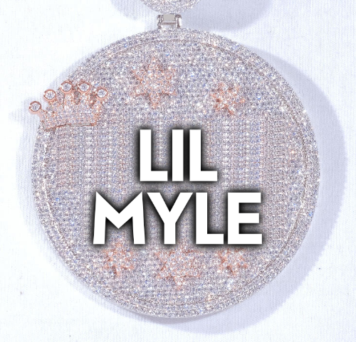 CUSTOM LETTER NECKLACE 3D BIG CROWN DISC