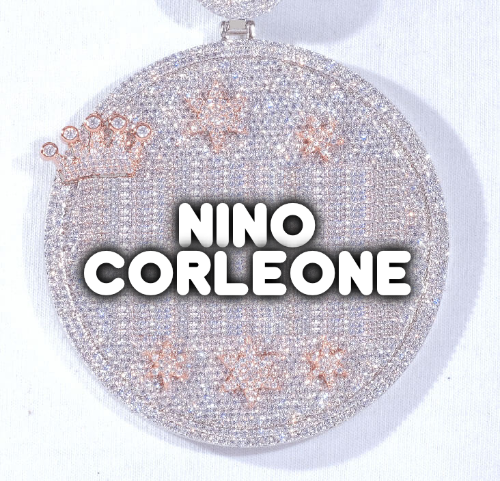 CUSTOM LETTER NECKLACE 3D BIG CROWN DISC