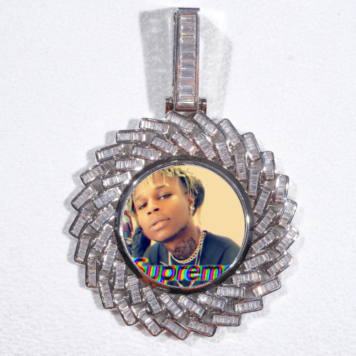 Large 3D Baguette Custom Picture Pendant