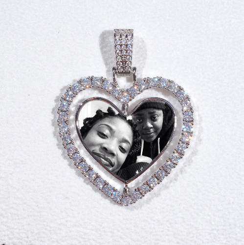 3D Spinning 2-Faced Heart Custom Picture Pendant
