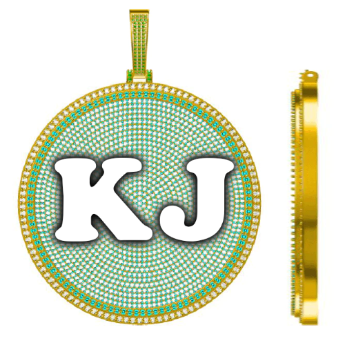 CUSTOM LETTER NECKLACE 3D BIG DISC