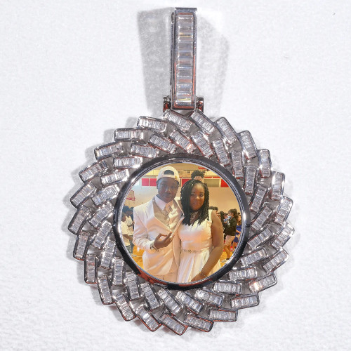 Large 3D Baguette Custom Picture Pendant