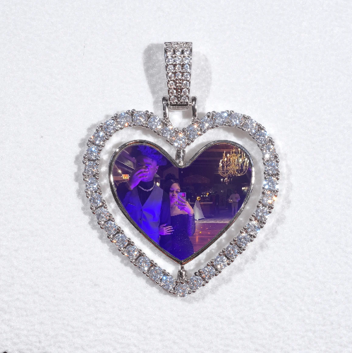 3D Spinning 2-Faced Heart Custom Picture Pendant