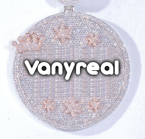 CUSTOM LETTER NECKLACE 3D BIG CROWN DISC