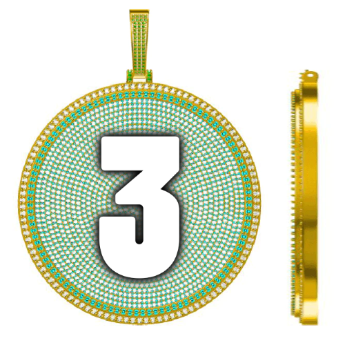CUSTOM LETTER NECKLACE 3D BIG DISC