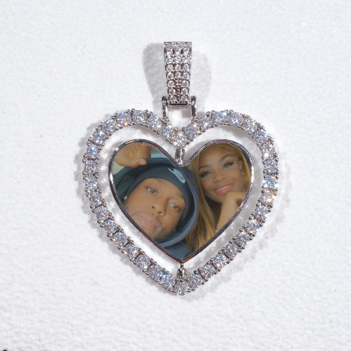 3D Spinning 2-Faced Heart Custom Picture Pendant