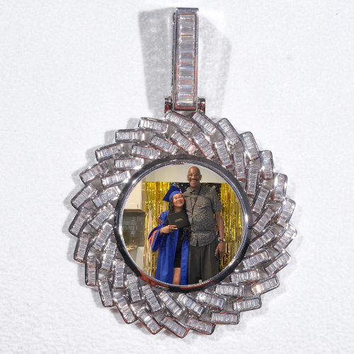 Large 3D Baguette Custom Picture Pendant