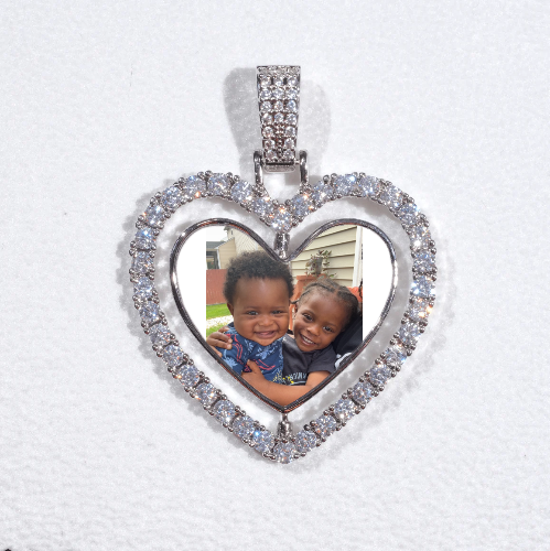 3D Spinning 2-Faced Heart Custom Picture Pendant