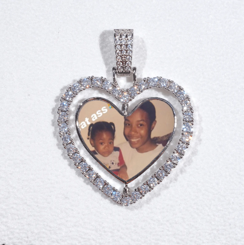 3D Spinning 2-Faced Heart Custom Picture Pendant