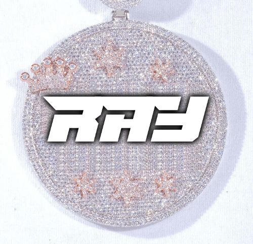 CUSTOM LETTER NECKLACE 3D BIG CROWN DISC