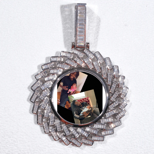 Large 3D Baguette Custom Picture Pendant