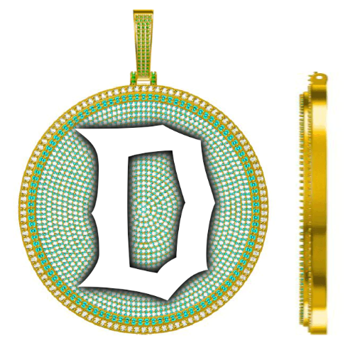 CUSTOM LETTER NECKLACE 3D BIG DISC
