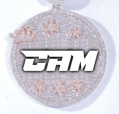CUSTOM LETTER NECKLACE 3D BIG CROWN DISC