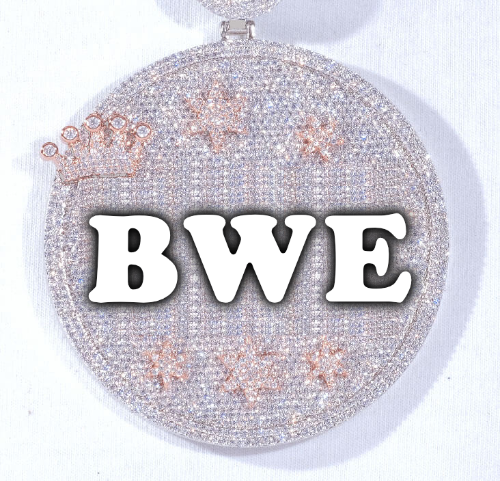 CUSTOM LETTER NECKLACE 3D BIG CROWN DISC