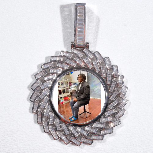 Large 3D Baguette Custom Picture Pendant