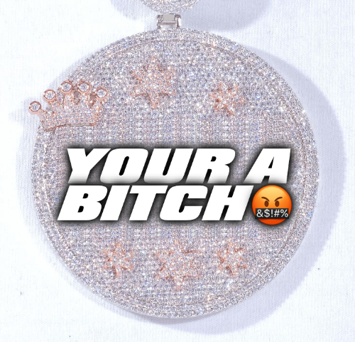 CUSTOM LETTER NECKLACE 3D BIG CROWN DISC