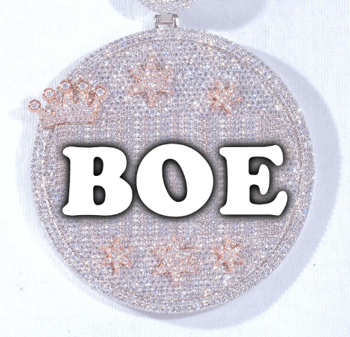 CUSTOM LETTER NECKLACE 3D BIG CROWN DISC