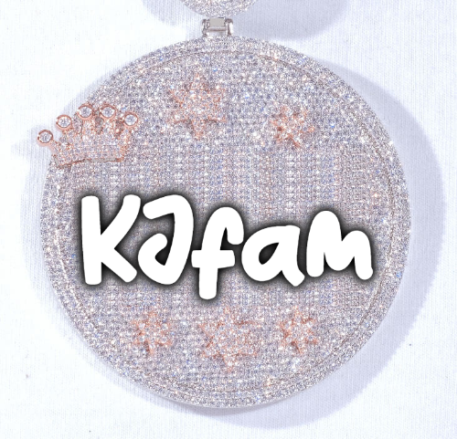 CUSTOM LETTER NECKLACE 3D BIG CROWN DISC