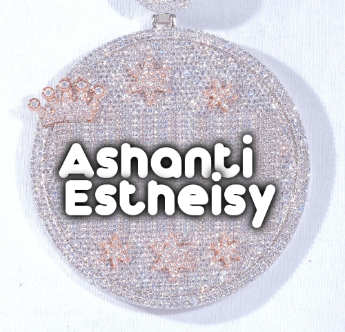 CUSTOM LETTER NECKLACE 3D BIG CROWN DISC