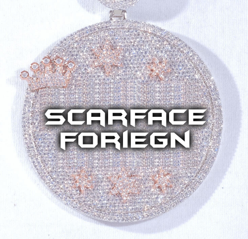 CUSTOM LETTER NECKLACE 3D BIG CROWN DISC