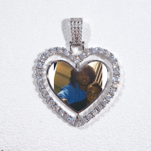 3D Spinning 2-Faced Heart Custom Picture Pendant