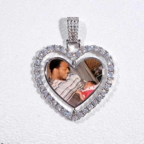 3D Spinning 2-Faced Heart Custom Picture Pendant
