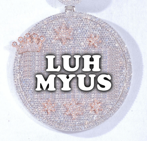 CUSTOM LETTER NECKLACE 3D BIG CROWN DISC