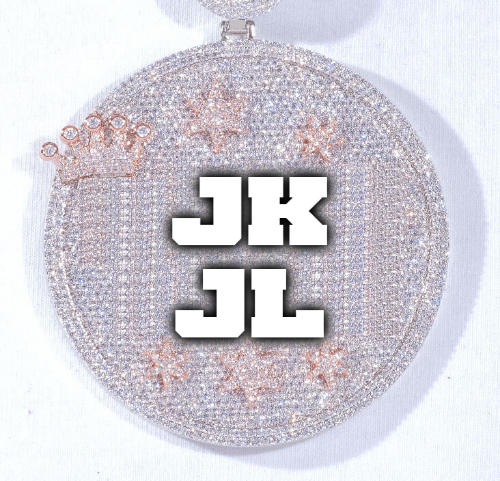 CUSTOM LETTER NECKLACE 3D BIG CROWN DISC