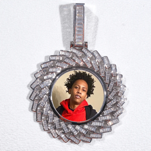 Large 3D Baguette Custom Picture Pendant