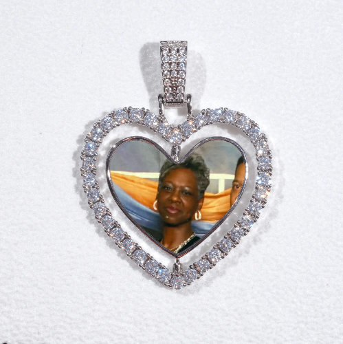 3D Spinning 2-Faced Heart Custom Picture Pendant