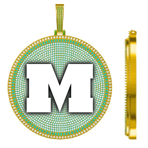 CUSTOM LETTER NECKLACE 3D BIG DISC