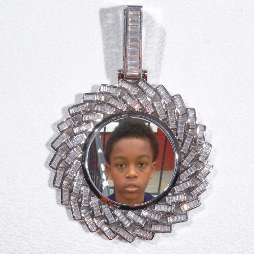 Large 3D Baguette Custom Picture Pendant