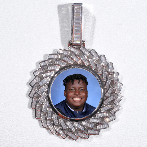 Large 3D Baguette Custom Picture Pendant
