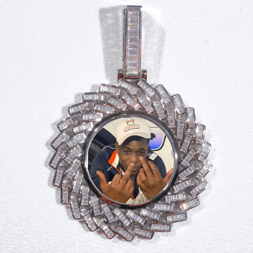 Large 3D Baguette Custom Picture Pendant