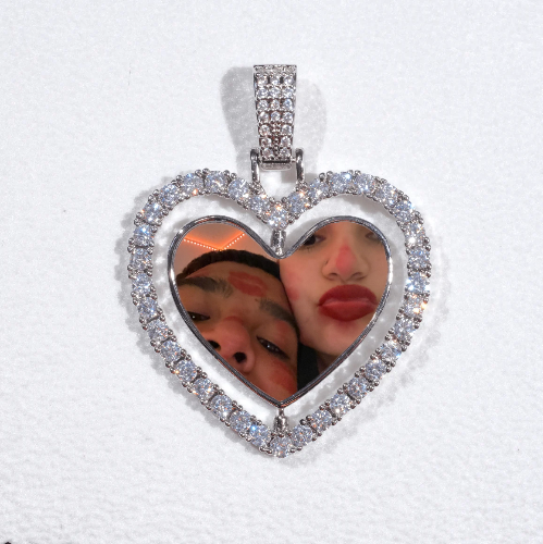 3D Spinning 2-Faced Heart Custom Picture Pendant