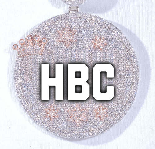CUSTOM LETTER NECKLACE 3D BIG CROWN DISC