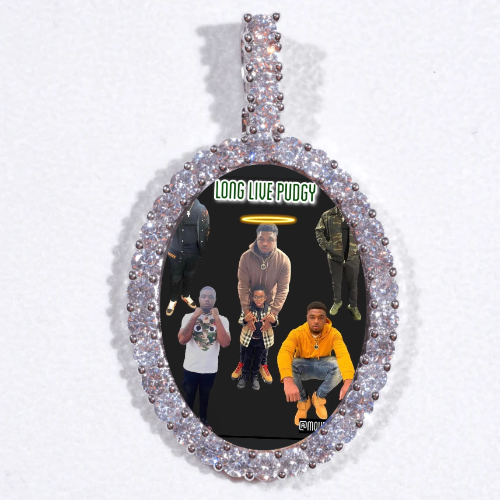 Large 3D Oval Custom Picture Pendant