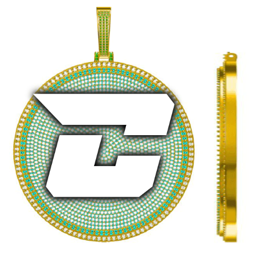 CUSTOM LETTER NECKLACE 3D BIG DISC