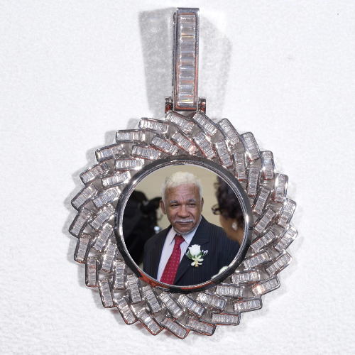 Large 3D Baguette Custom Picture Pendant