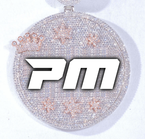 CUSTOM LETTER NECKLACE 3D BIG CROWN DISC