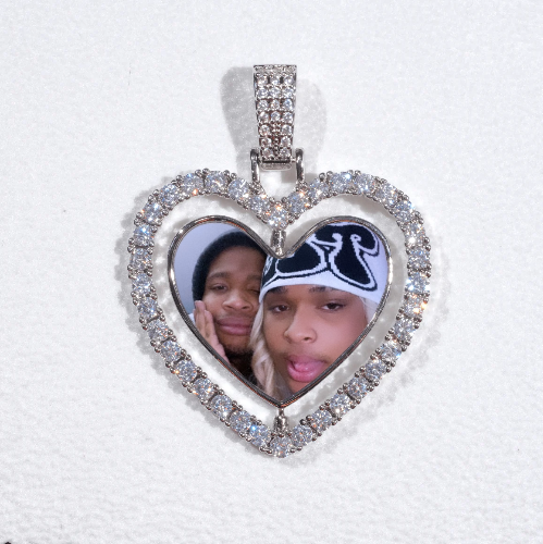 3D Spinning 2-Faced Heart Custom Picture Pendant