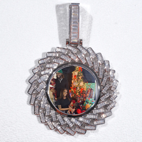 Large 3D Baguette Custom Picture Pendant