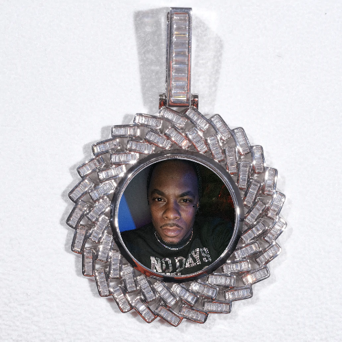 Large 3D Baguette Custom Picture Pendant