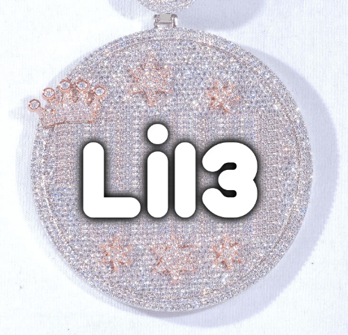 CUSTOM LETTER NECKLACE 3D BIG CROWN DISC
