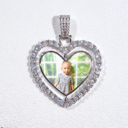 3D Spinning 2-Faced Heart Custom Picture Pendant