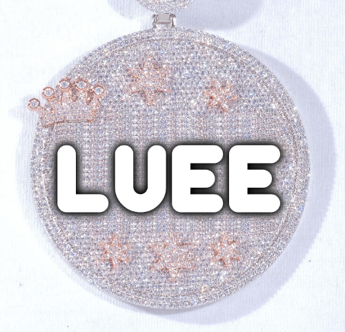 CUSTOM LETTER NECKLACE 3D BIG CROWN DISC