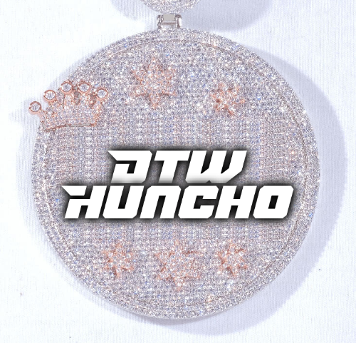 CUSTOM LETTER NECKLACE 3D BIG CROWN DISC