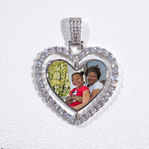 3D Spinning 2-Faced Heart Custom Picture Pendant