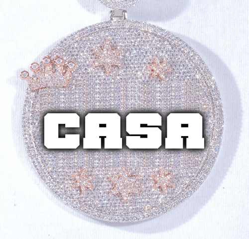 CUSTOM LETTER NECKLACE 3D BIG CROWN DISC