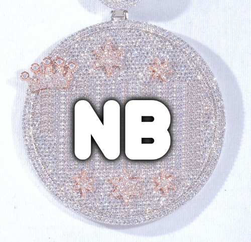 CUSTOM LETTER NECKLACE 3D BIG CROWN DISC